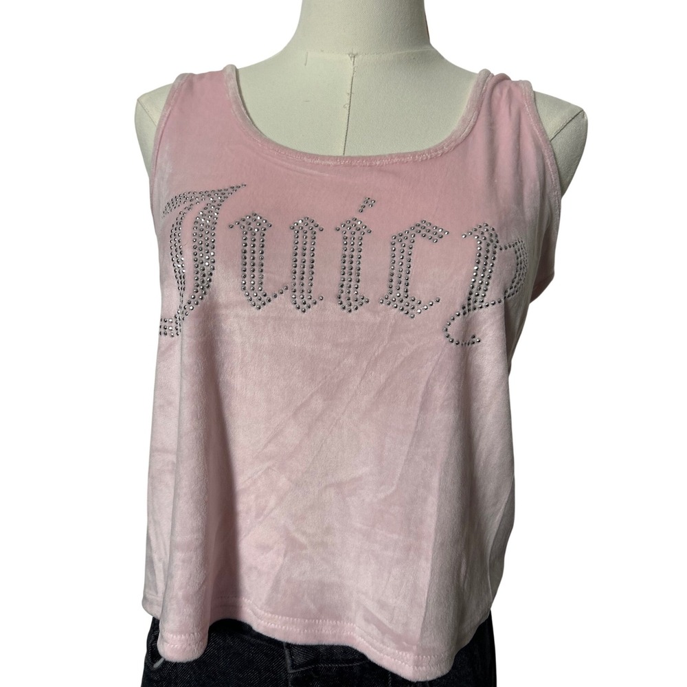 y2k‎ Juicy Couture Pink Velour Rhinestone Tank Top Sleepwear